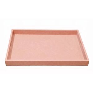 Home District Contemporary Pink Faux Leather Vanity Tray w/Handle